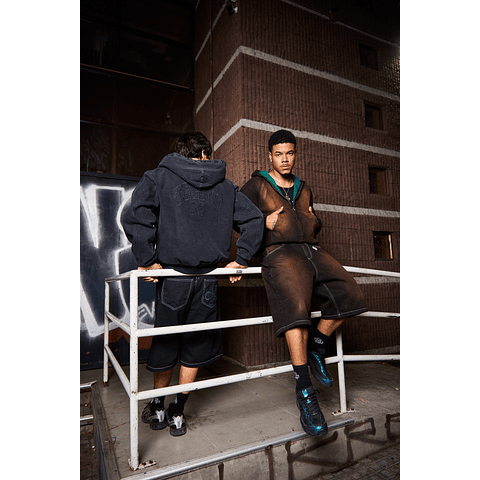 DENIM HODDIE JACKET "TREINO INC" STONE WASH