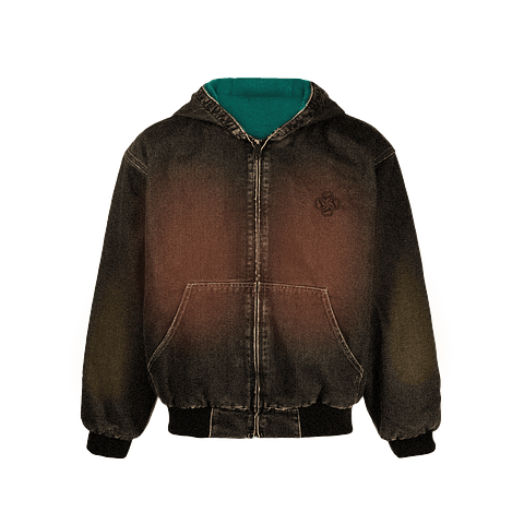 DENIM HODDIE JACKET "TREINO INC" FADE DESSERT