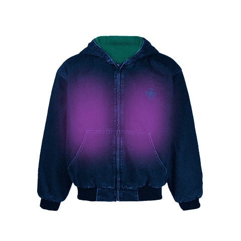 DENIM HODDIE JACKET "TREINO INC" PURPLE SWAG