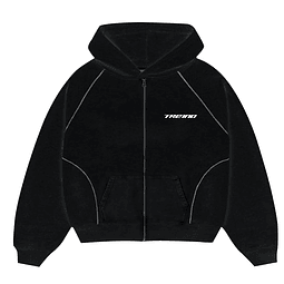 POLERON BOXY "RIVELAZIONE" REFLEX NEGRO ZIP HOODIE
