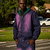 DENIM HODDIE JACKET "TREINO INC" PURPLE SWAG