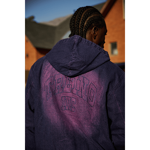 DENIM HODDIE JACKET "TREINO INC" PURPLE SWAG