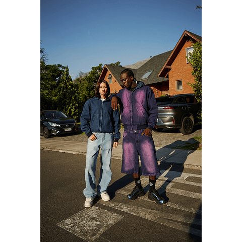 DENIM HODDIE JACKET "TREINO INC" PURPLE SWAG