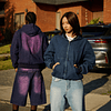 DENIM HODDIE JACKET "TREINO INC" PURPLE SWAG