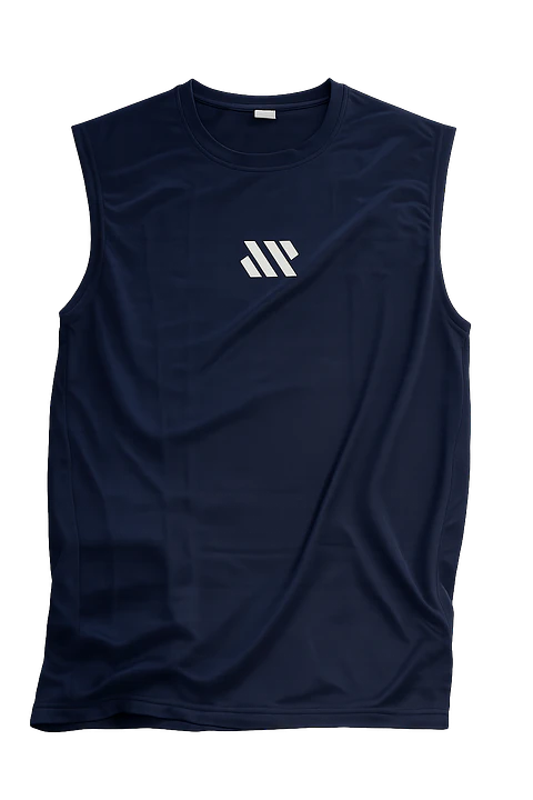 Camisa esportiva sem mangas masculina — Azul marinho / G