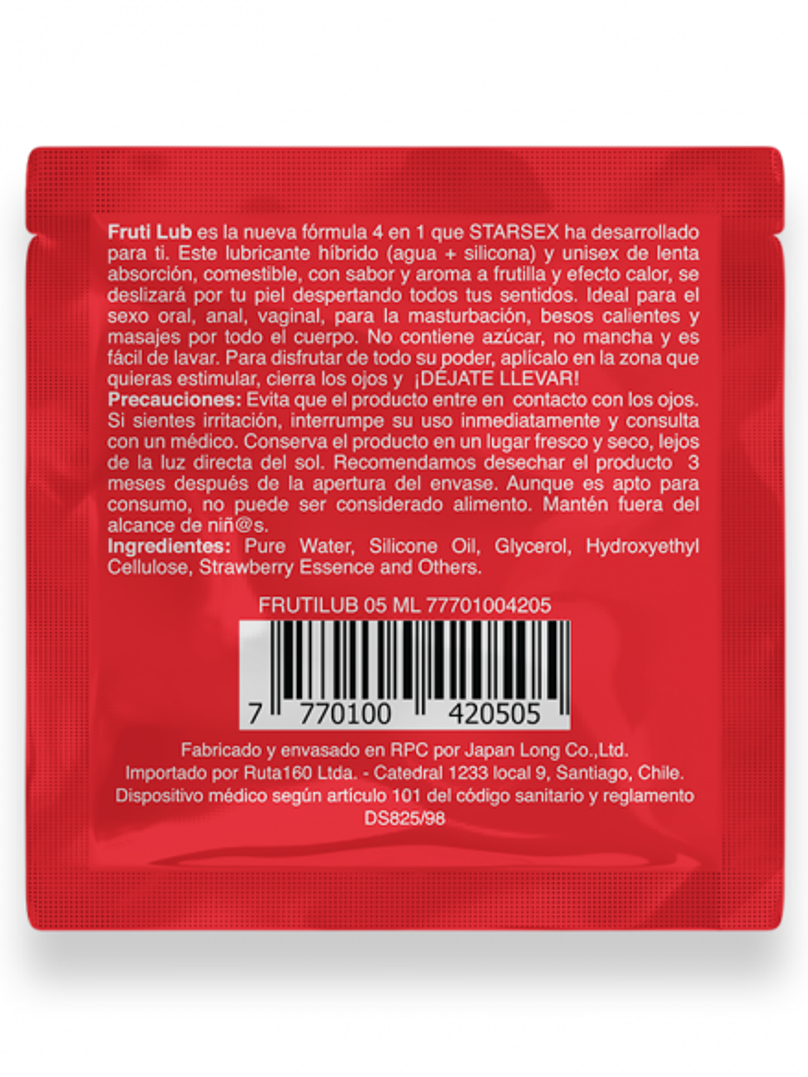 Sachet Lubricante 4 En 1 FrutiLub 5ml 2