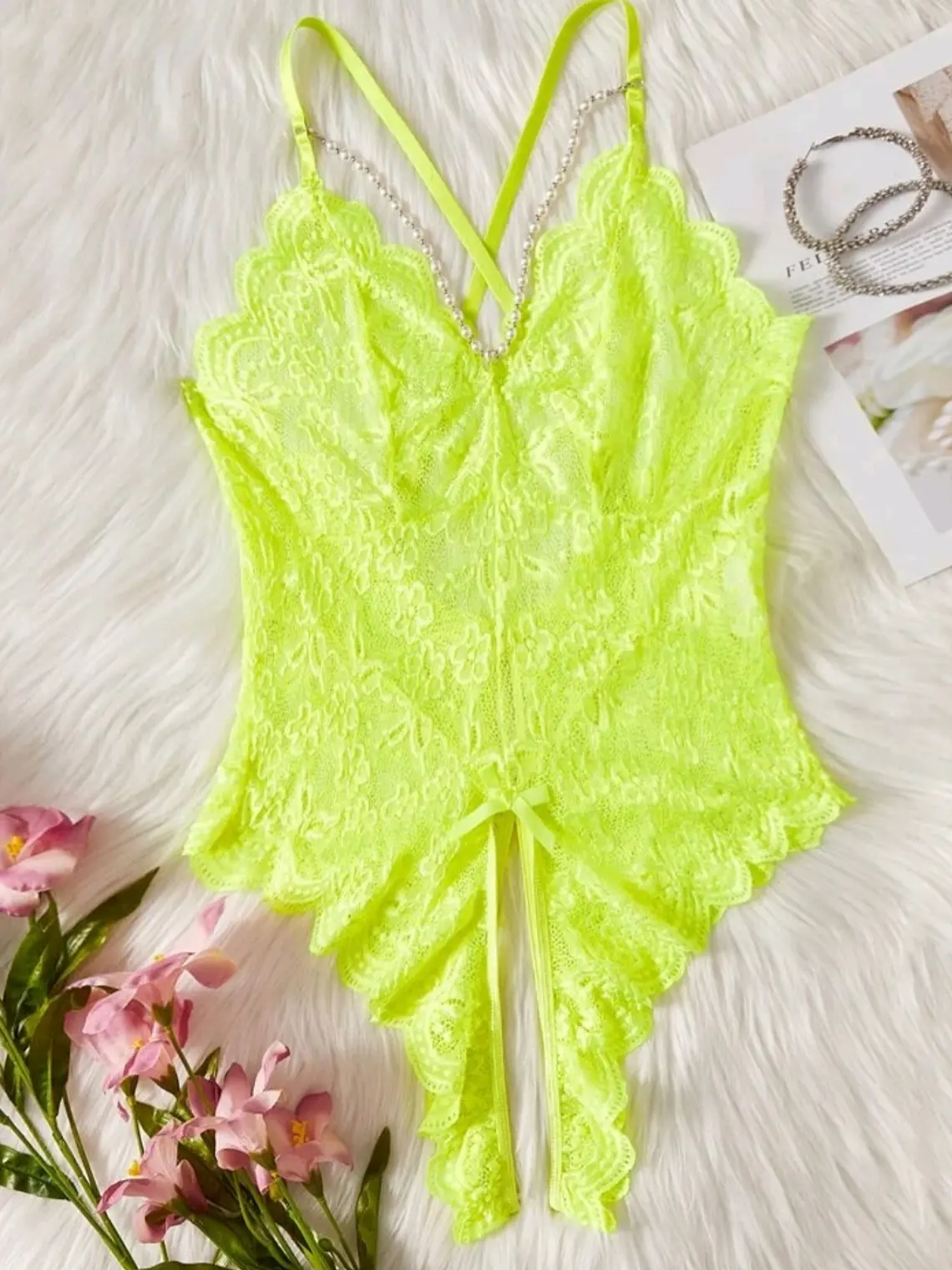 Body clásico encaje neon  1