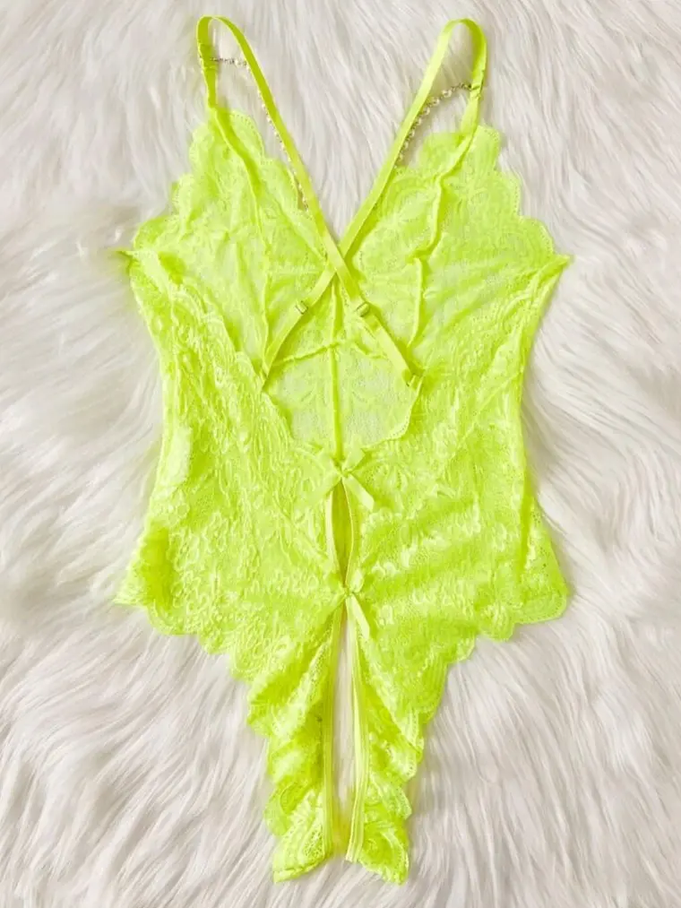 Body clásico encaje neon  2