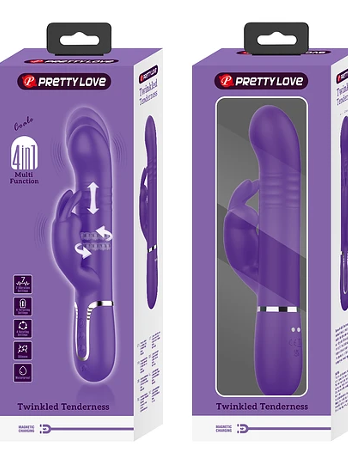 Vibrador Conejo con Empuje y Perlas Vibratorias Giratorias 2