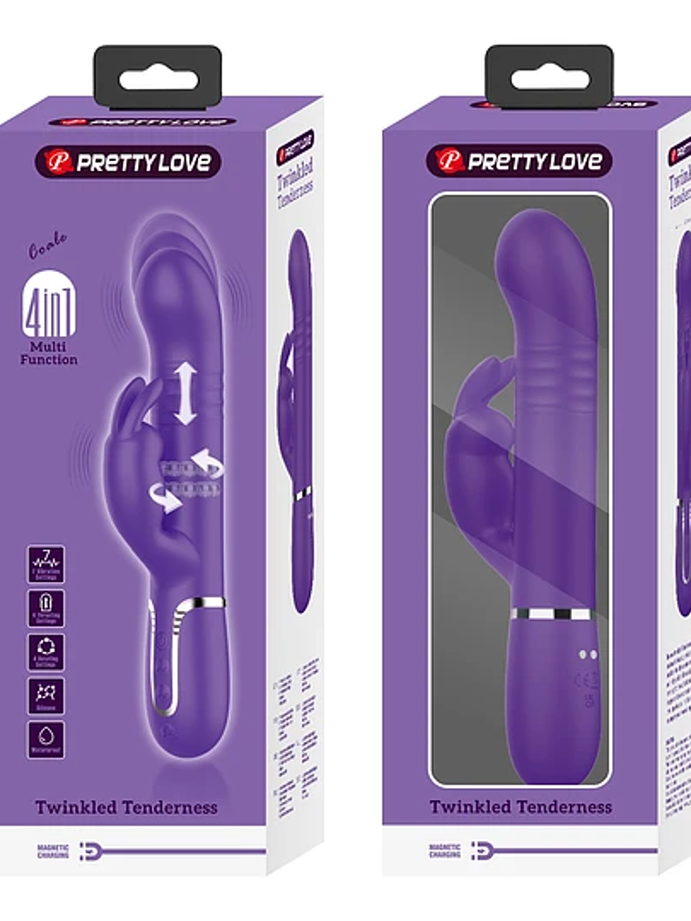 Vibrador Conejo con Empuje y Perlas Vibratorias Giratorias 2