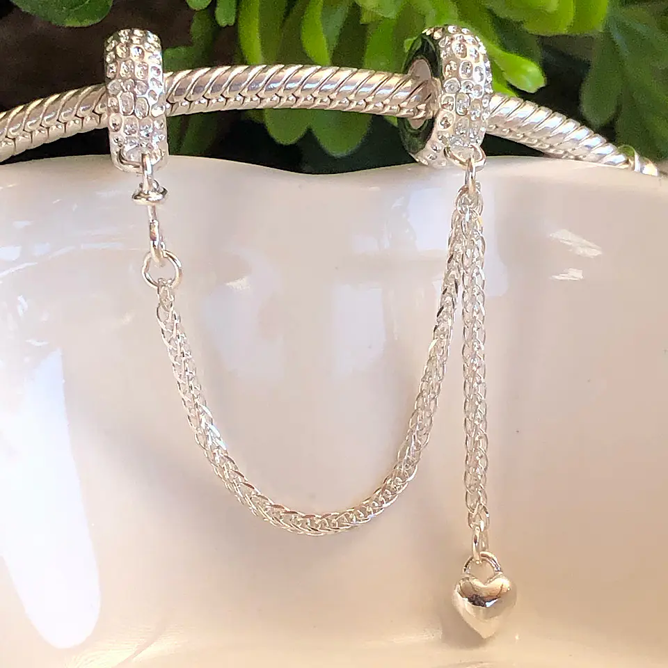 Cadena de Seguridad Corazón Colgante Plata 925 1