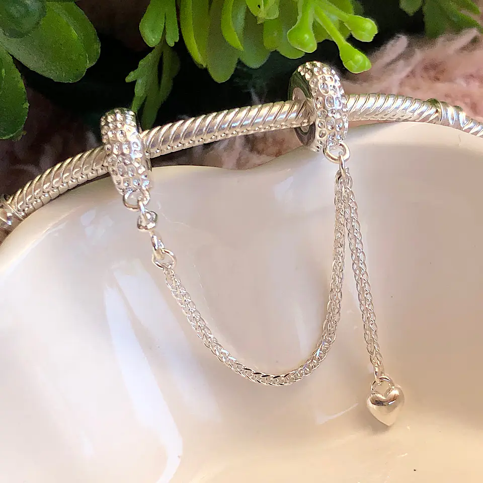 Cadena de Seguridad Corazón Colgante Plata 925 2