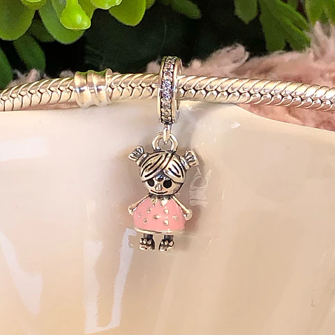 Charm Niña Cachitos Colgante Plata 925