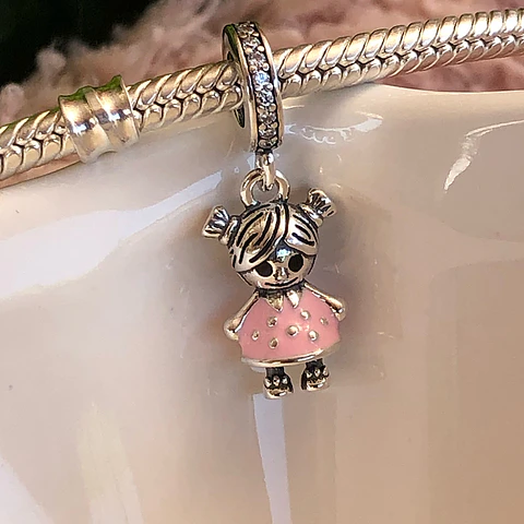 Charm Niña Cachitos Colgante Plata 925