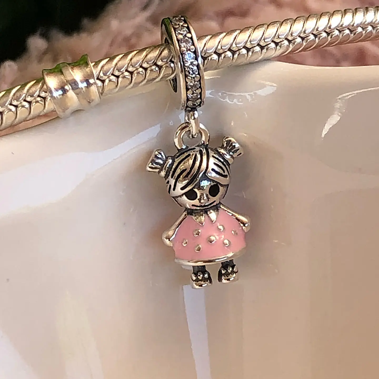Charm Niña Cachitos Colgante Plata 925 2