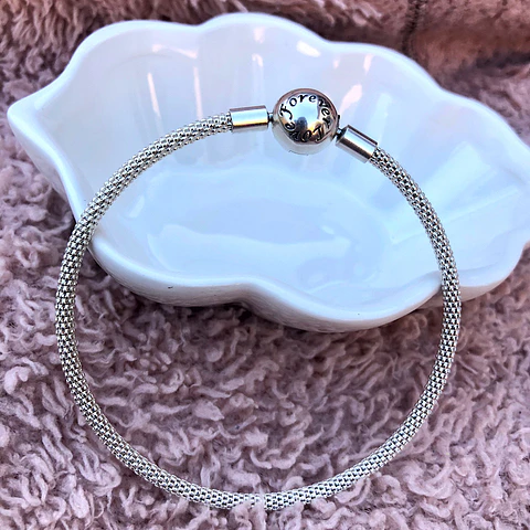 Pulsera Rígida Tejida Amor y Familia Plata 925
