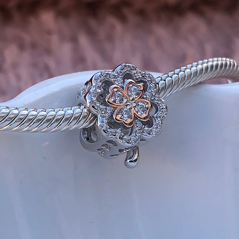 Charm Trébol Lucky Rose Plata 925 1