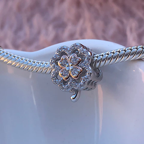 Charm Trébol Lucky Rose Plata 925