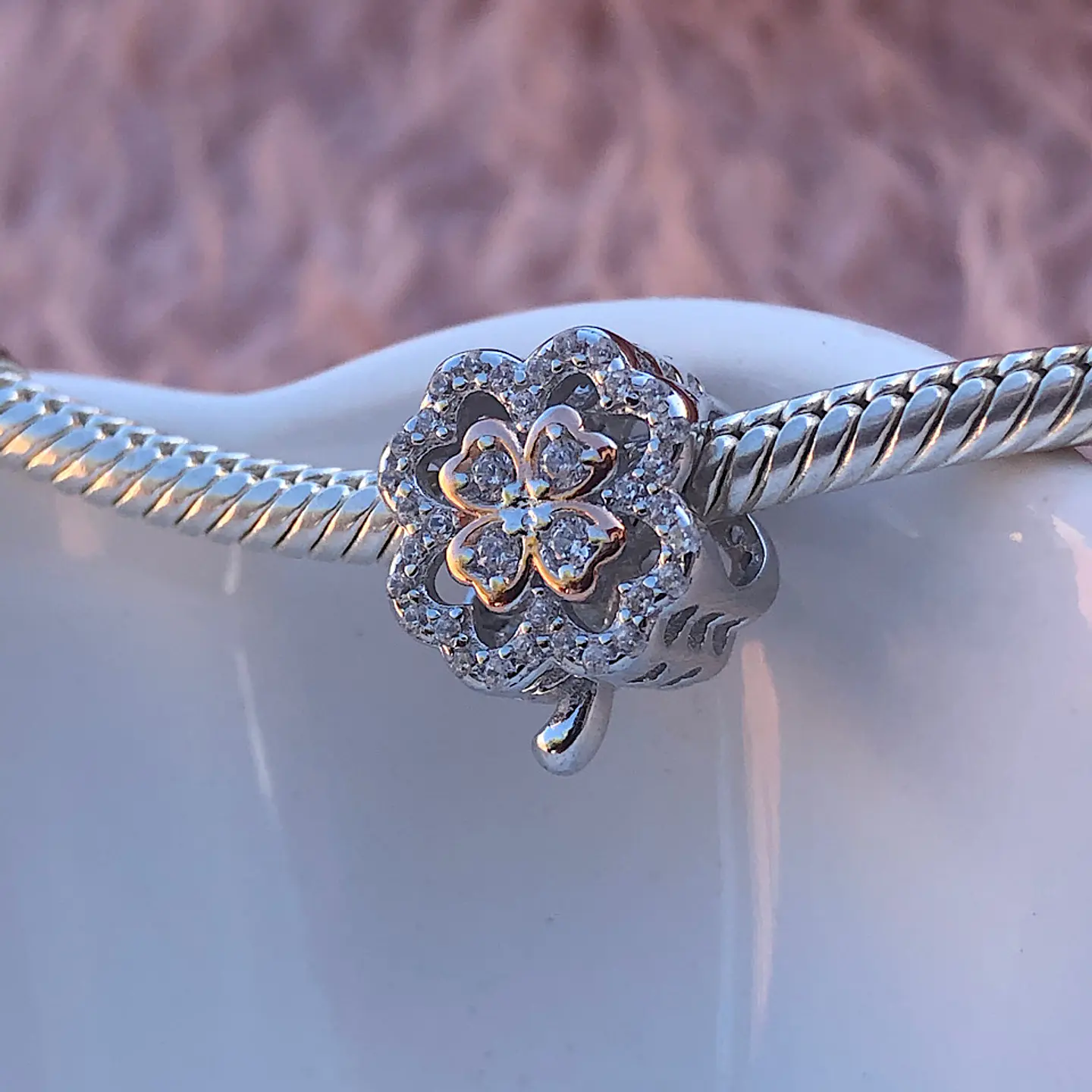 Charm Trébol Lucky Rose Plata 925 2