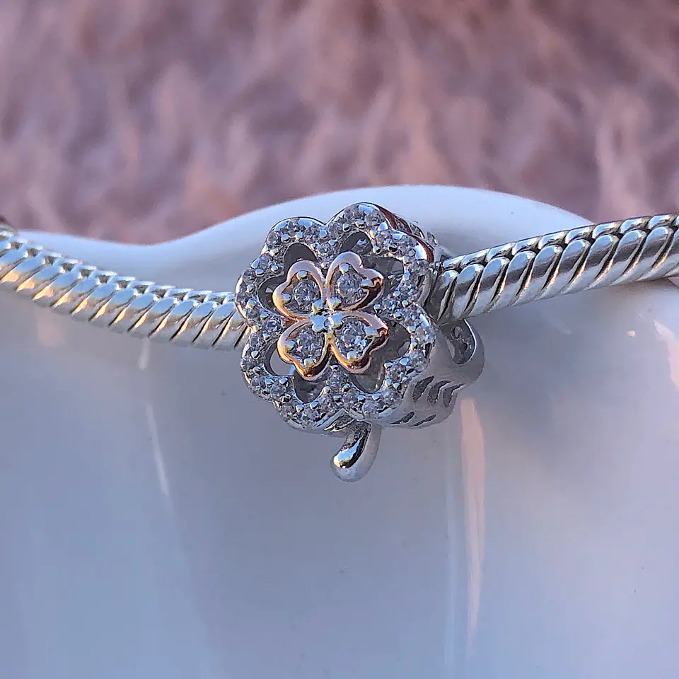 Charm Trébol Lucky Rose Plata 925 2