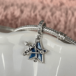 Charm Estrella Doble Plata 925