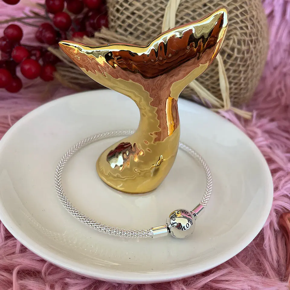 Pulsera Rígida Tejida Amor y Familia Plata 925 4