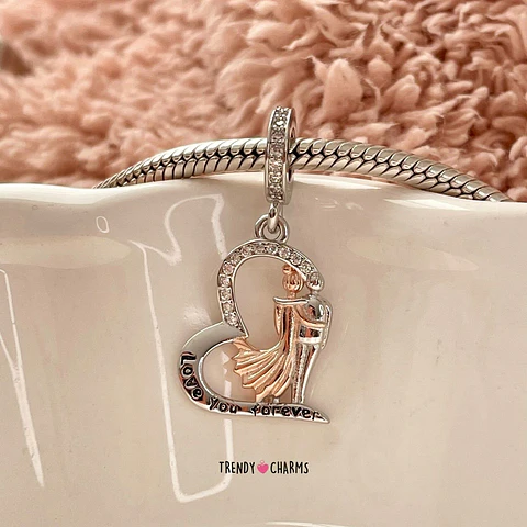 Charm Pareja Abrazada Colgante, Plata 925