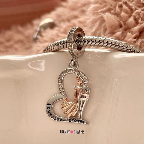 Charm Pareja Abrazada Colgante, Plata 925