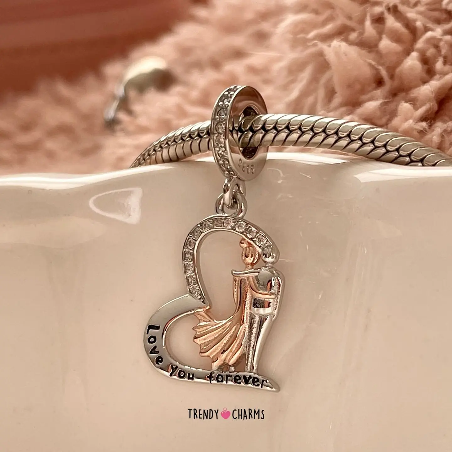 Charm Pareja Abrazada Colgante, Plata 925 2