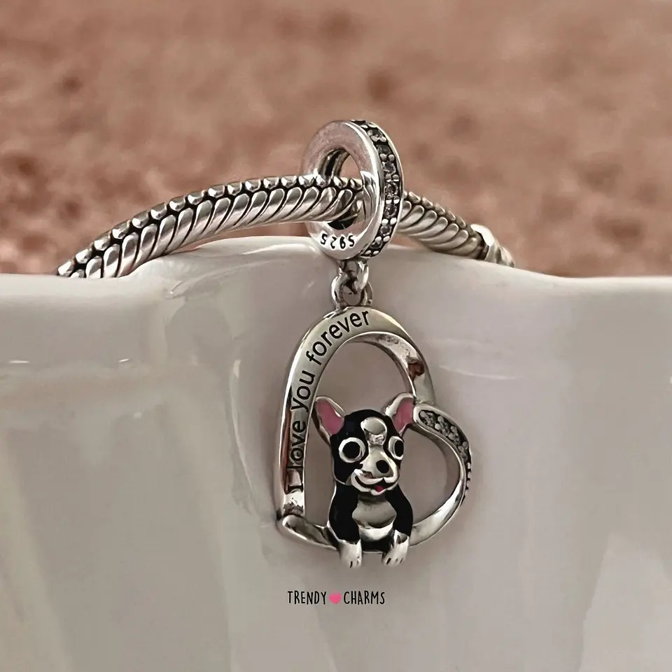 Charm Perro Boston Terrier Te Amo Plata 925 3