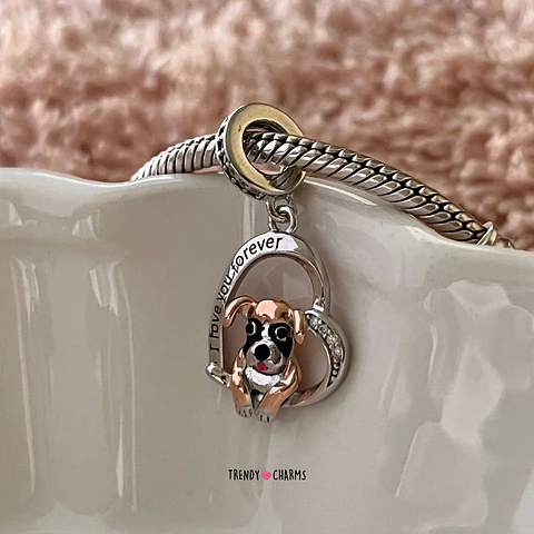 Charm Perro Boxer Te Amo Plata 925