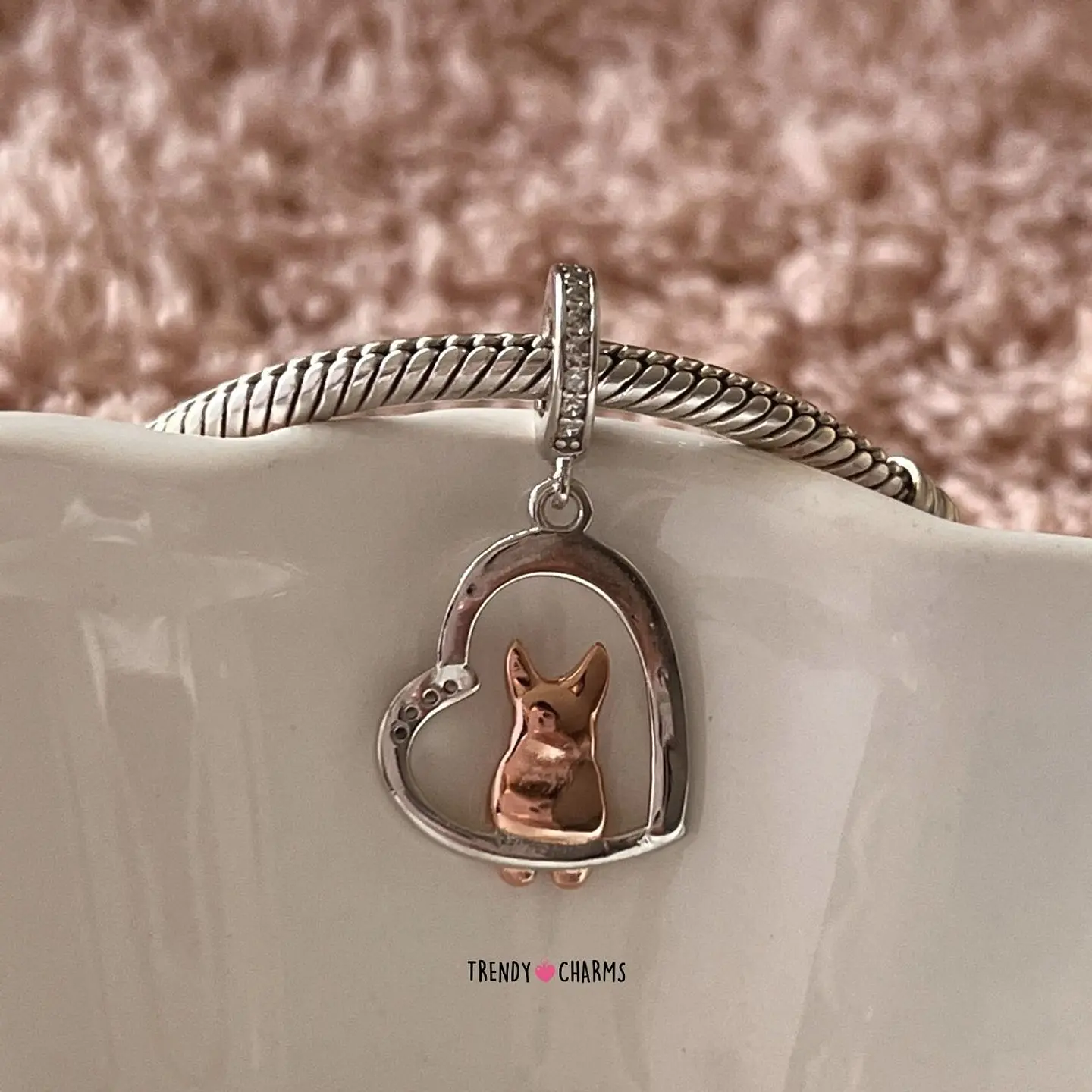 Charm Perro Pastor Alemán Te Amo Plata 925 3