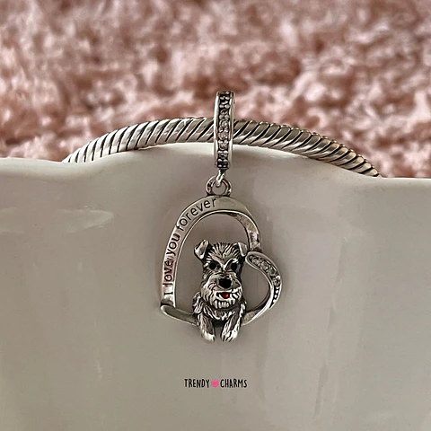 Charm Perro Schnauzer Te Amo, Plata 925