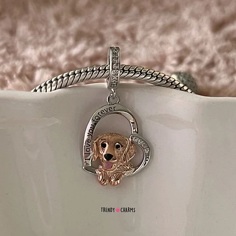 Charm Perro Labrador Golden Retriever Te Amo Plata 925