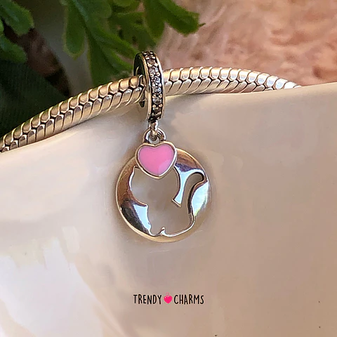 Charm Colgante Gato, Plata 925