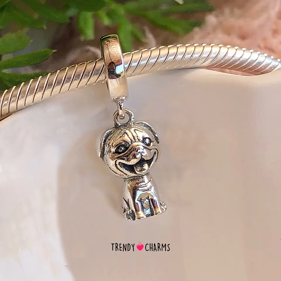 Charm Perro Pug Cuerpo Completo, Plata 925 1