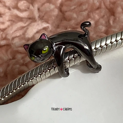 Charm Gato Negro de la Suerte Plata 925