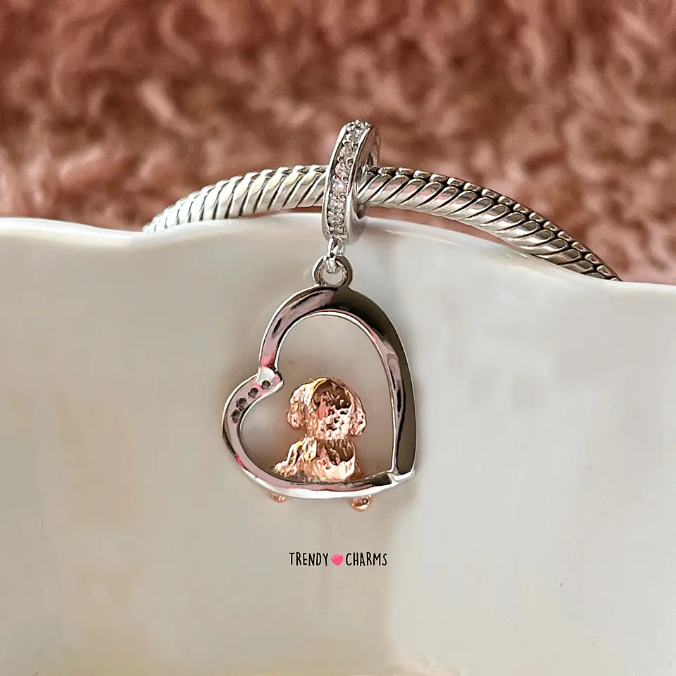 Charm Perro Poodle Te Amo Plata 925 3