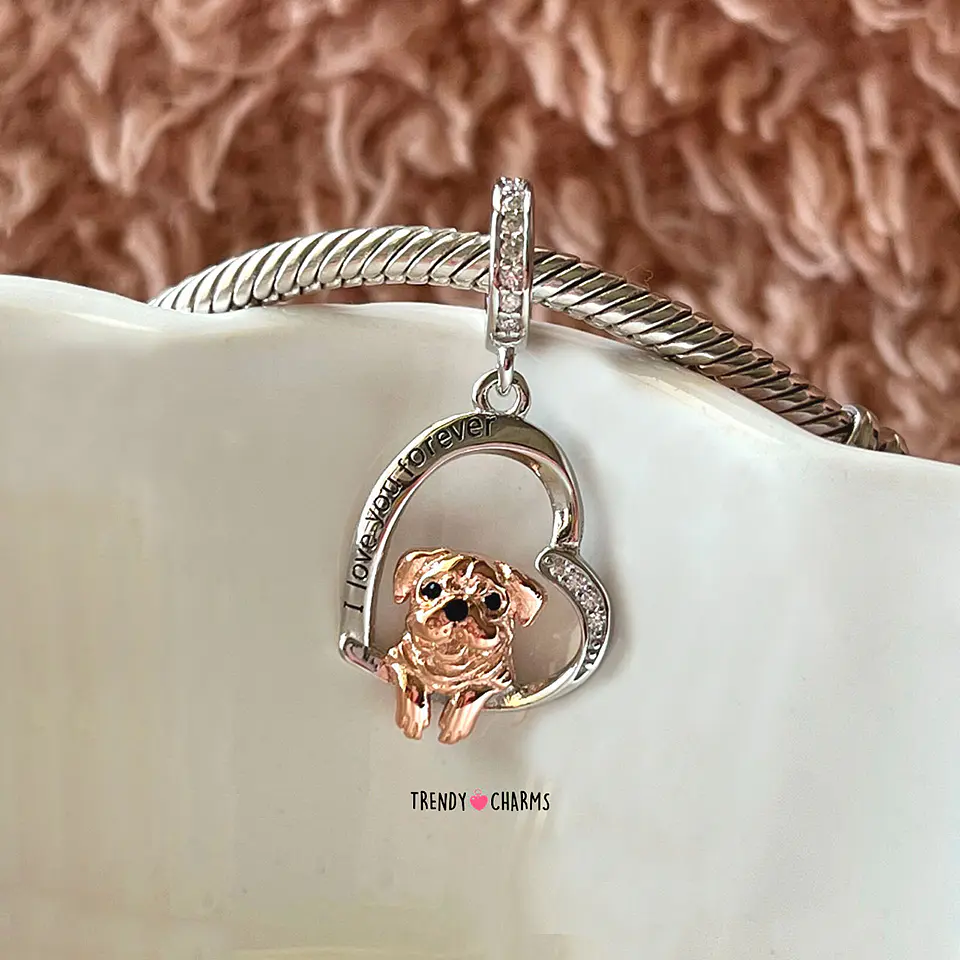 Charm Perro Pug Te Amo Plata 925 1