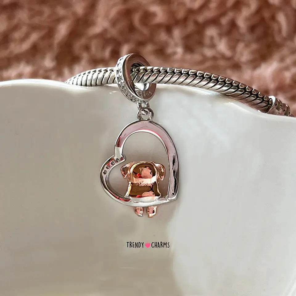 Charm Perro Pug Te Amo Plata 925 3