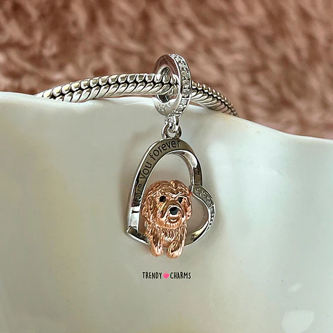 Charm Perro Bichón Maltés Te Amo Plata 925