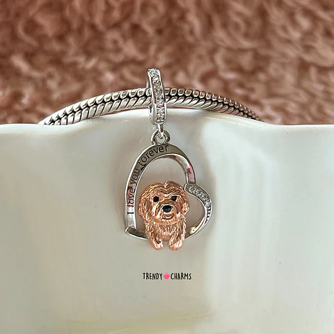 Charm Perro Bichón Maltés Te Amo Plata 925