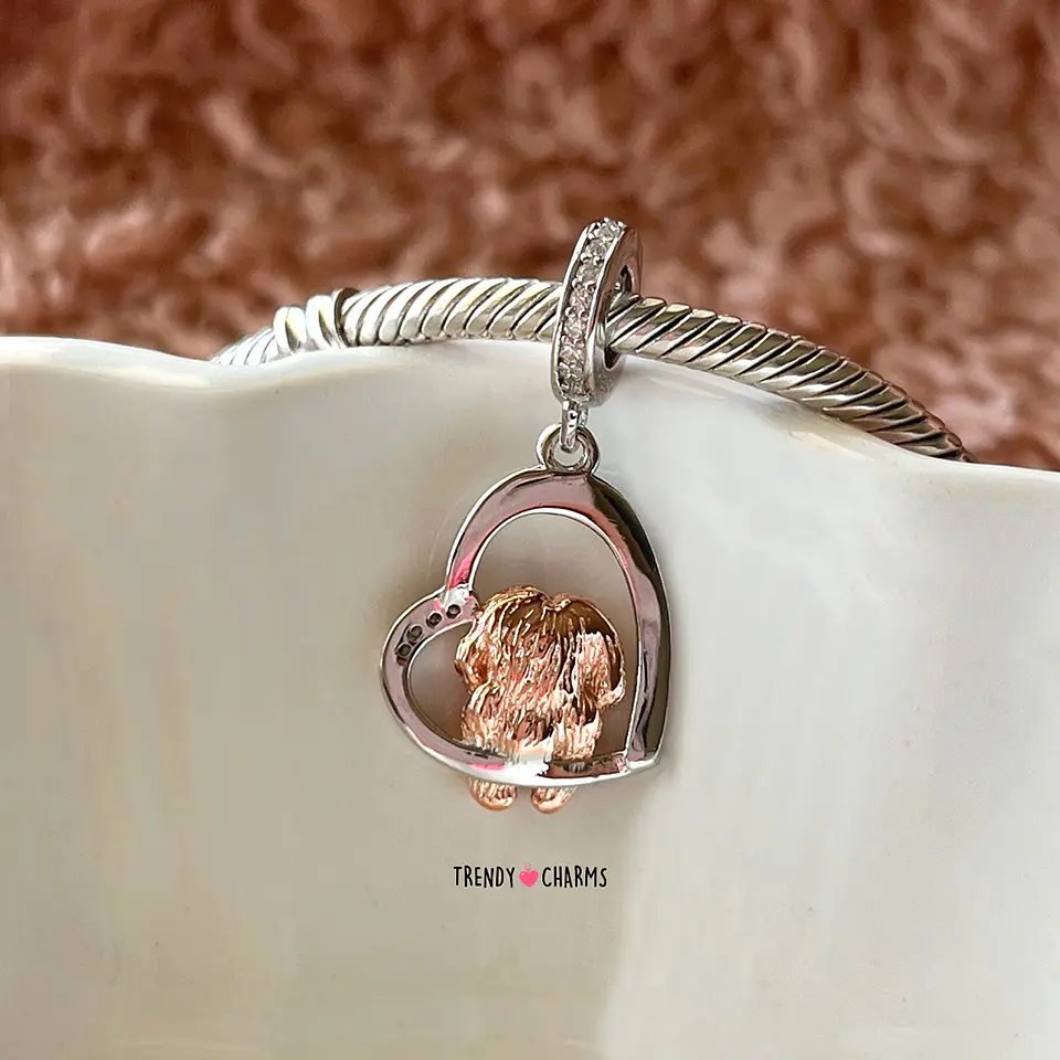 Charm Perro Bichón Maltés Te Amo Plata 925 3