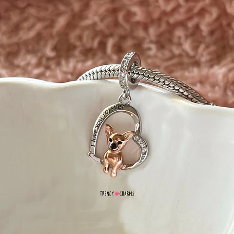 Charm Perro Chihuahua Te amo Plata 925