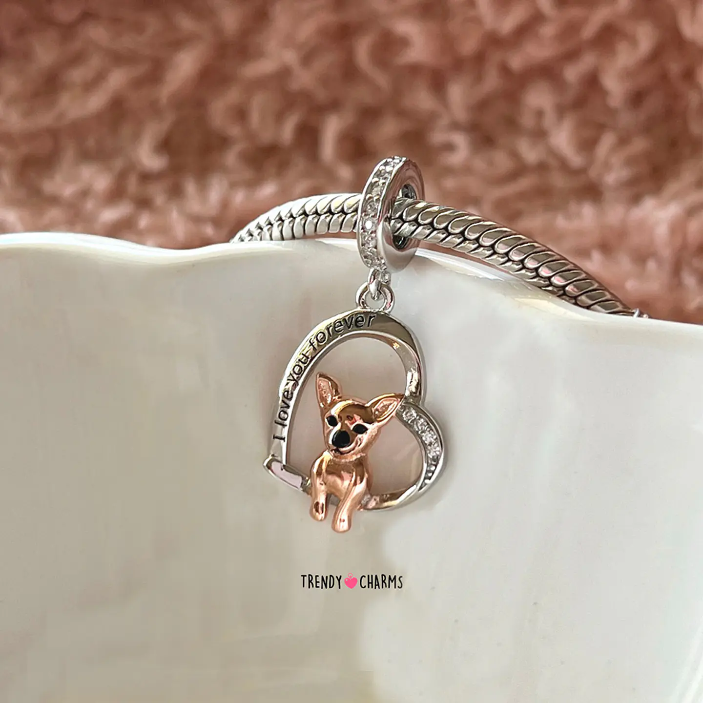 Charm Perro Chihuahua Te amo Plata 925 2