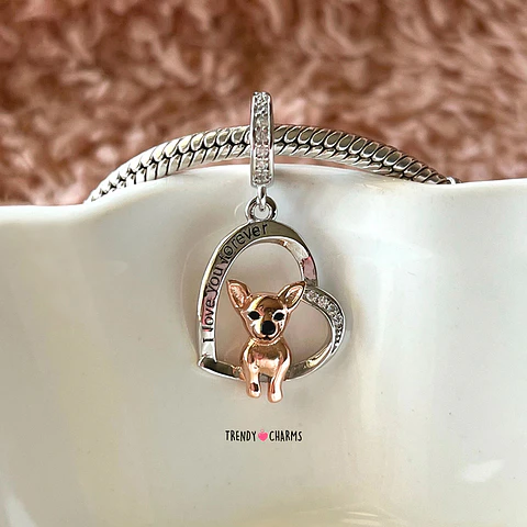 Charm Perro Chihuahua Te amo Plata 925