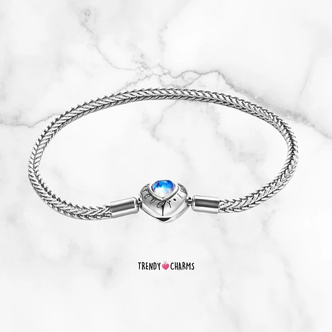 Pulsera Flexible Corazón Piedra Luna