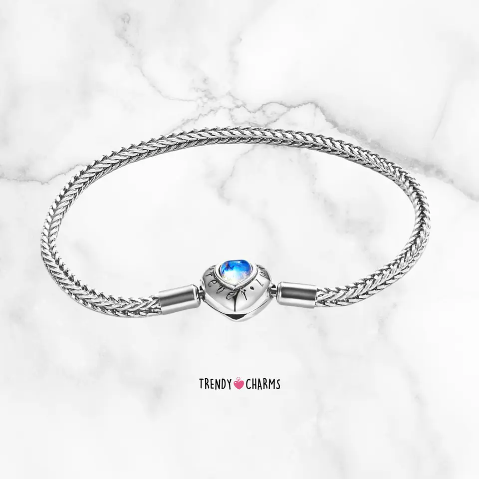 Pulsera Flexible Corazón Piedra Luna 2