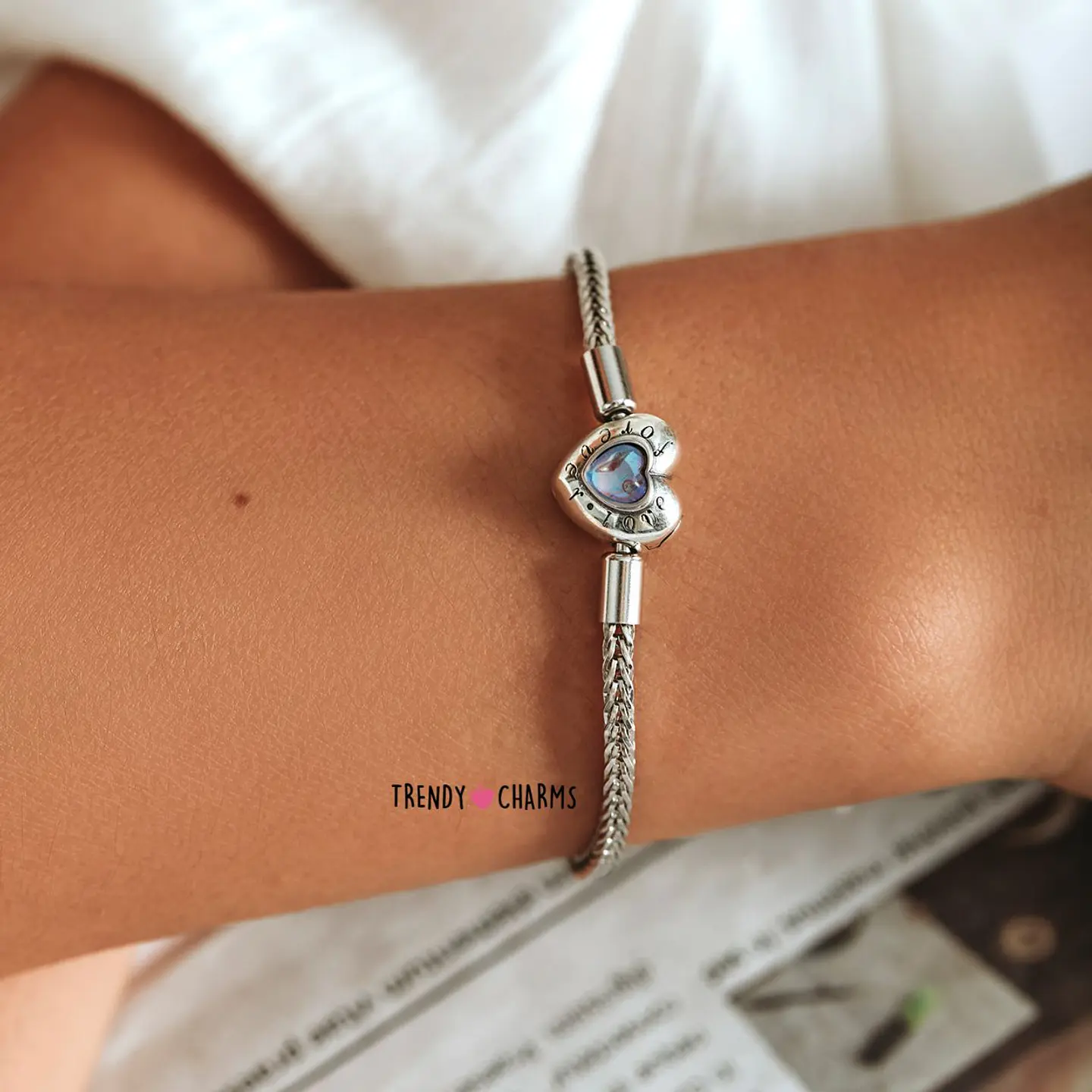 Pulsera Flexible Corazón Piedra Luna 3