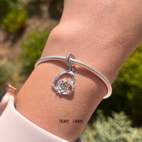 Charm Perro Shih Tzu Te amo, Plata 925